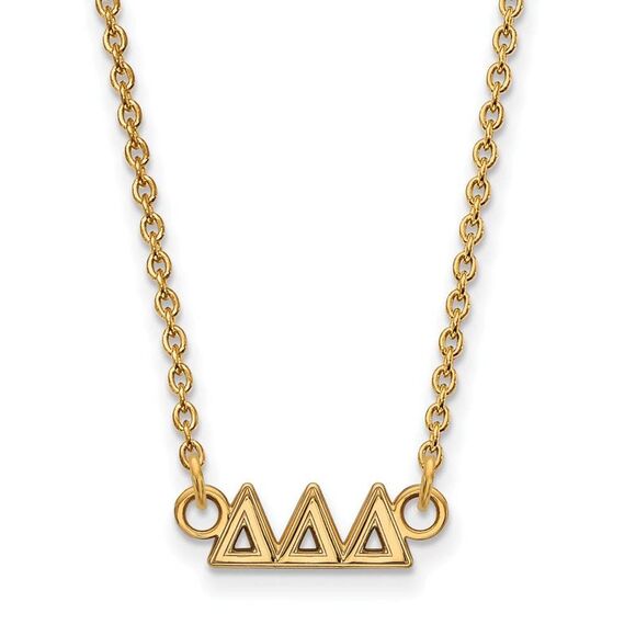 14K Plated Silver Delta Delta Delta XS (Tiny) Greek Letters Necklace - Picture 1 of 4